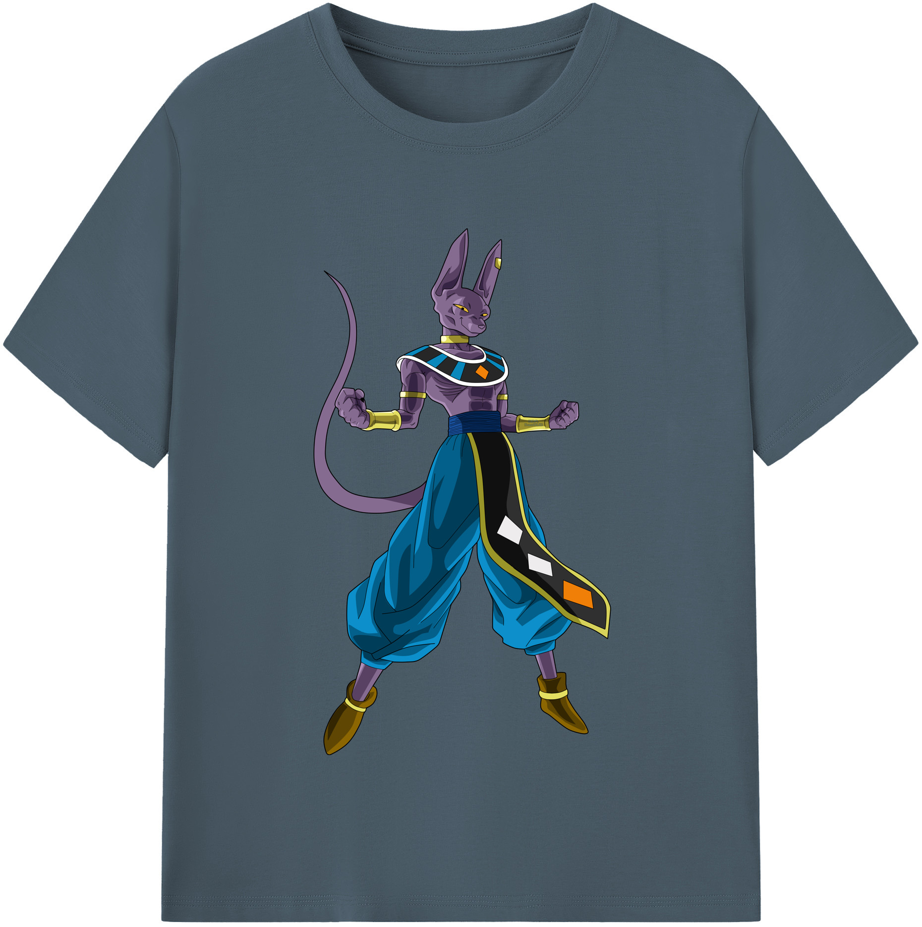 （画像用） ドラゴンボール ビルス 破壊神ビルス DRAGON BALL Beerus Birusu 綿100％半袖Tシャツ（フロントプリント）